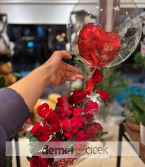 Kalp Balonlu Ayıcıklı Yapay Tanzim