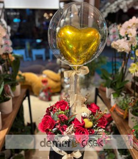 Kalp Balonlu Ayıcıklı Yapay Tanzim